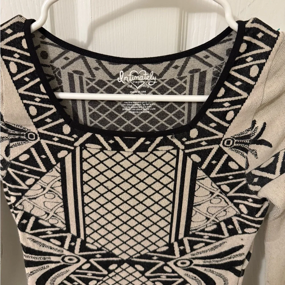 Free People Geometric Black and Tan Mini Dress
